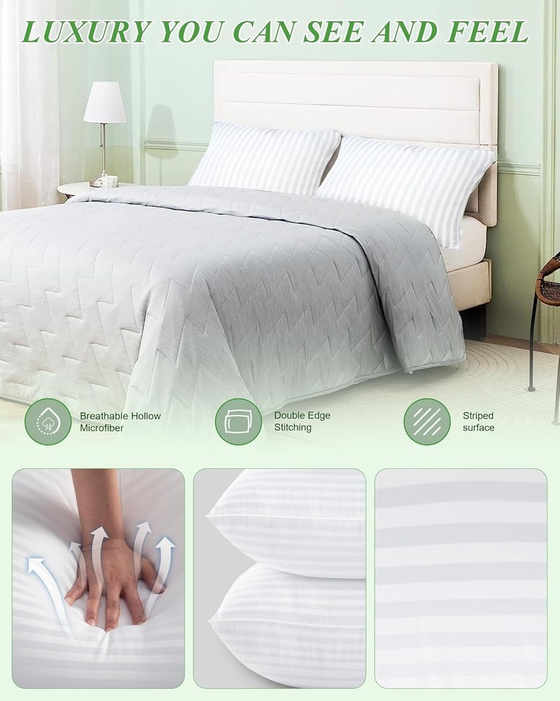 Pillow Insert Set of 4, Soft Virgin Microfiber Square Throw Pillow Inserts for