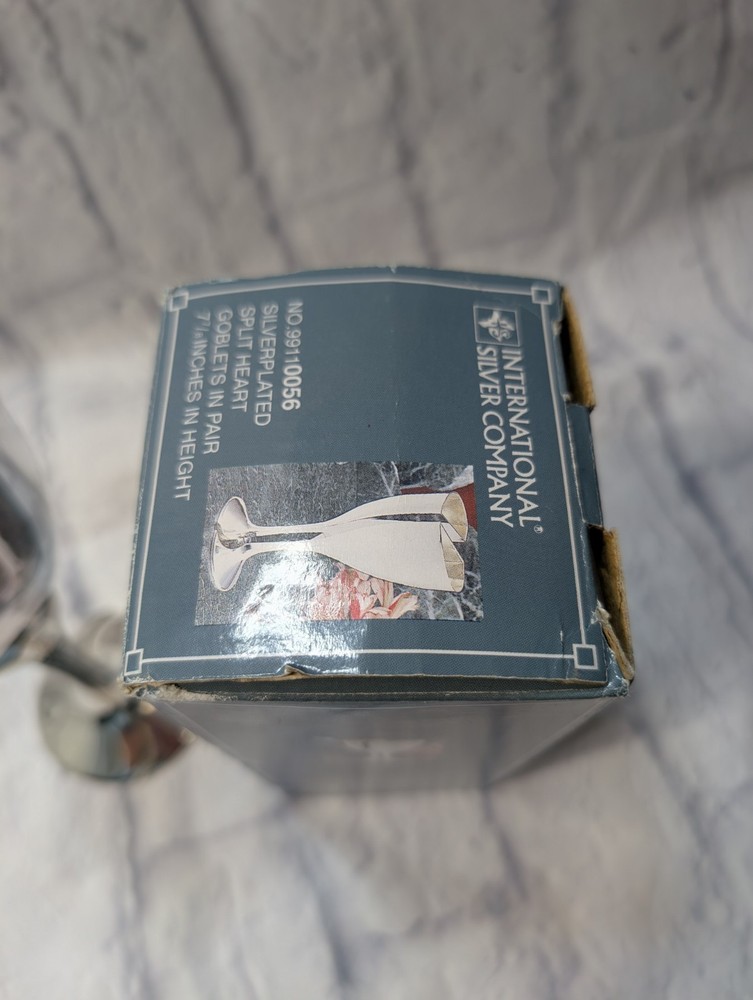 Vintage International Silver Company Plated Split Heart Wedding Goblet Pair