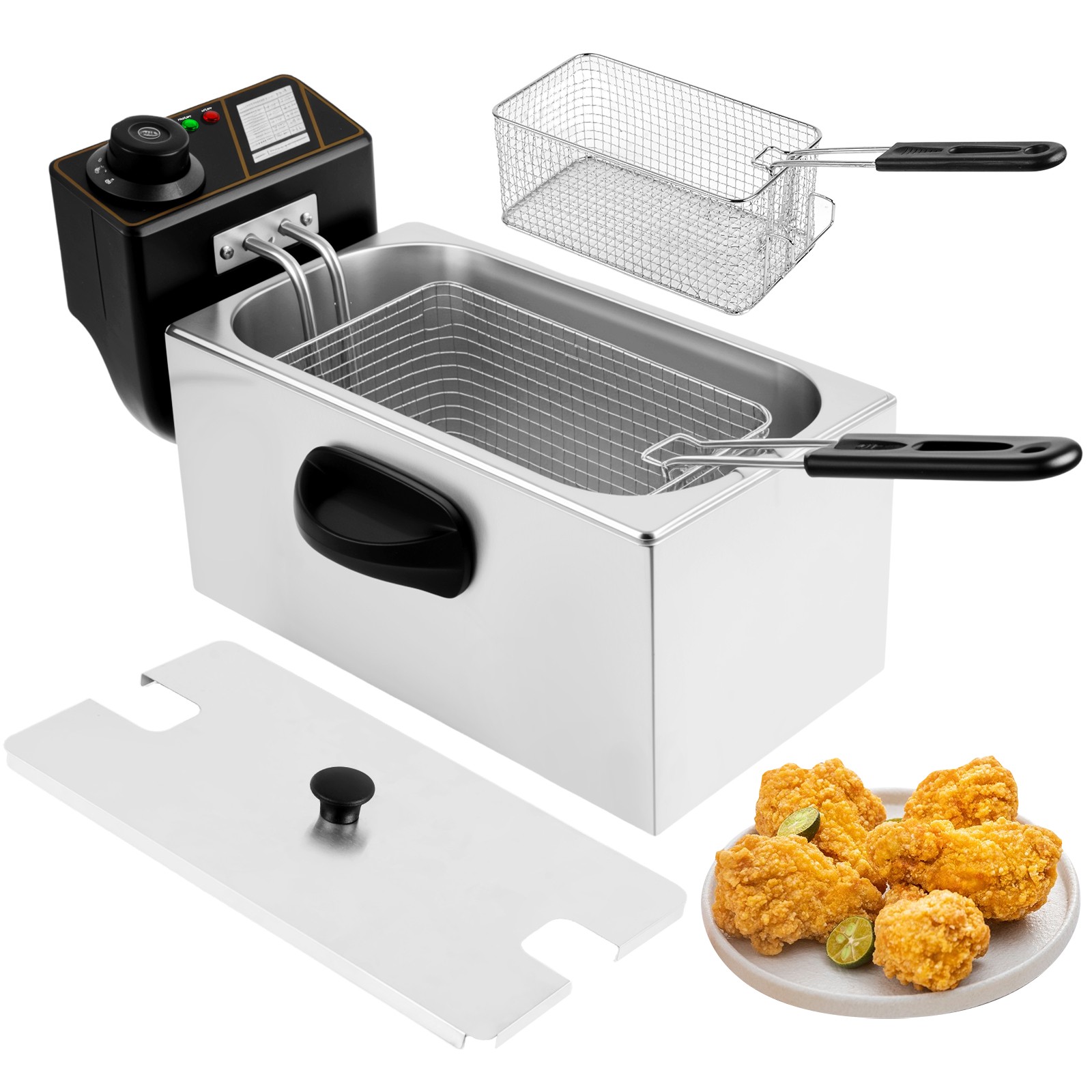 2500W 4 L Electric Deep Fryer Portable Dual Tank Basket Commercial Restaurant