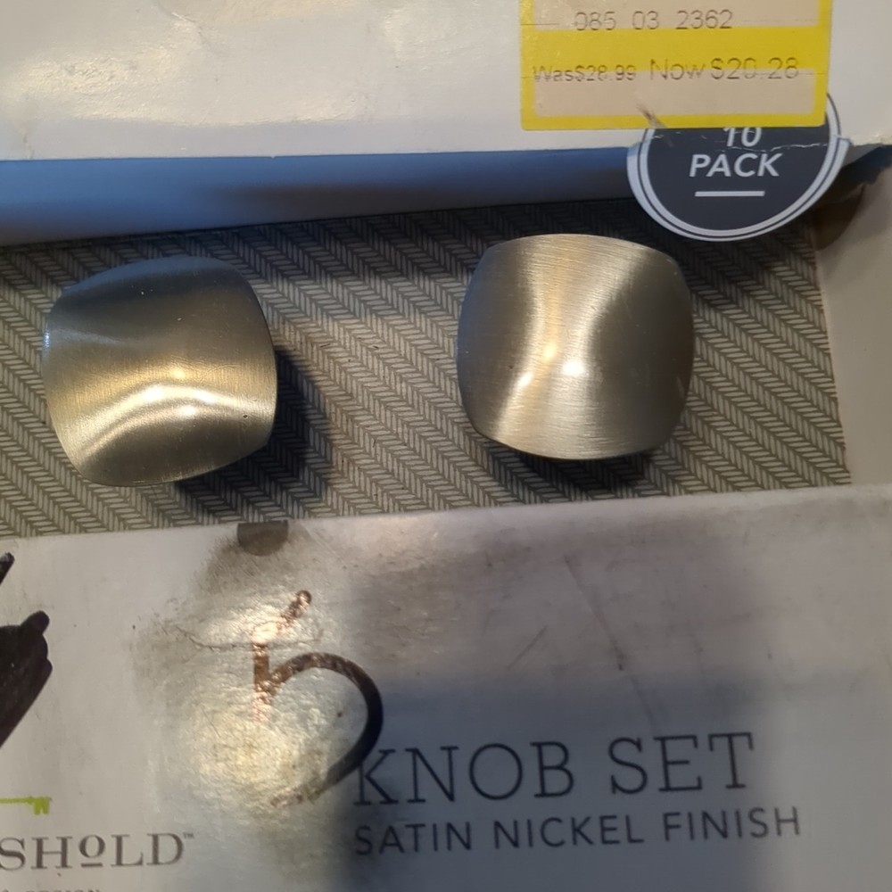 Threshold Square Satin Nickel Cabinet Knobs 10 Pack NIB
