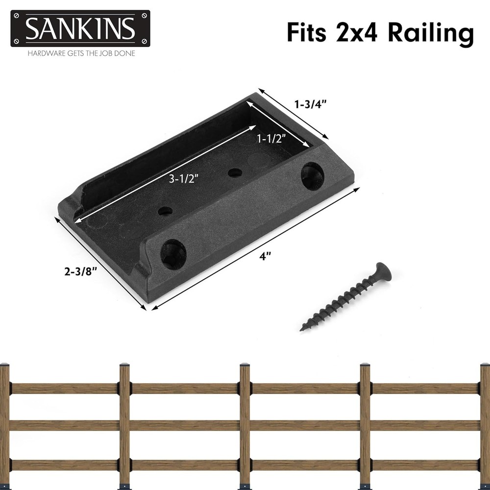 10pcs Deck Railing Bracket Connectors for 2x4, Durable PP Plastic Deck Railin...