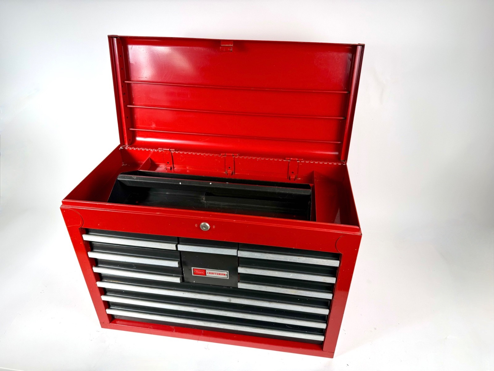 Vintage 1979 Sears Craftsman Mechanic's metal 10-Drawer Top Tool Chest w/ Tray