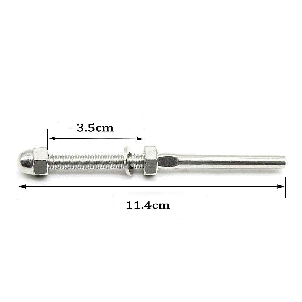 Cable Railing Swage Threaded Stud Tension End Fitting Terminal for 3/16 inch ...
