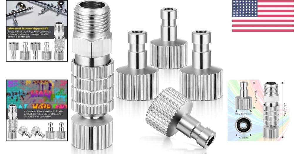 Durable 1/8 Inch Airbrush Adapter Set with Quick Release for Easy Tool Changes