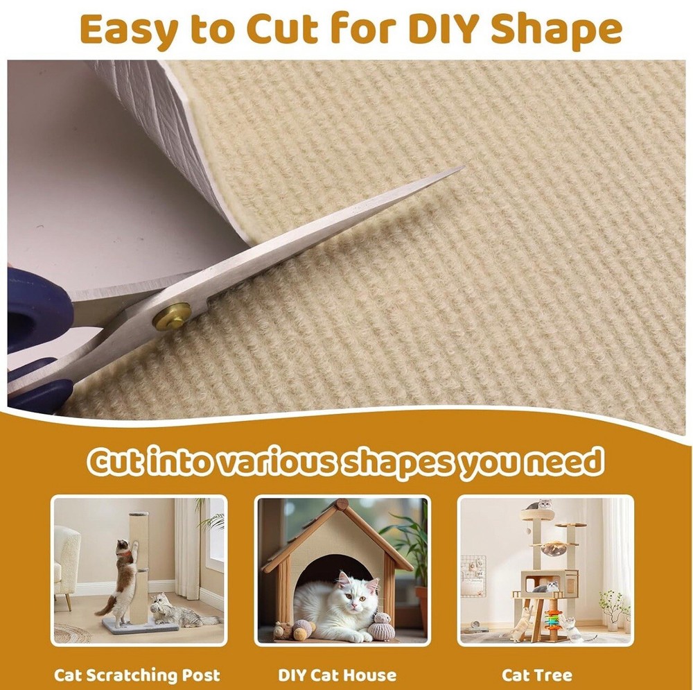 Trimmable Cat Scratch Mat | 15.7"x78.7" Self-Adhesive Cat Scratching Protector