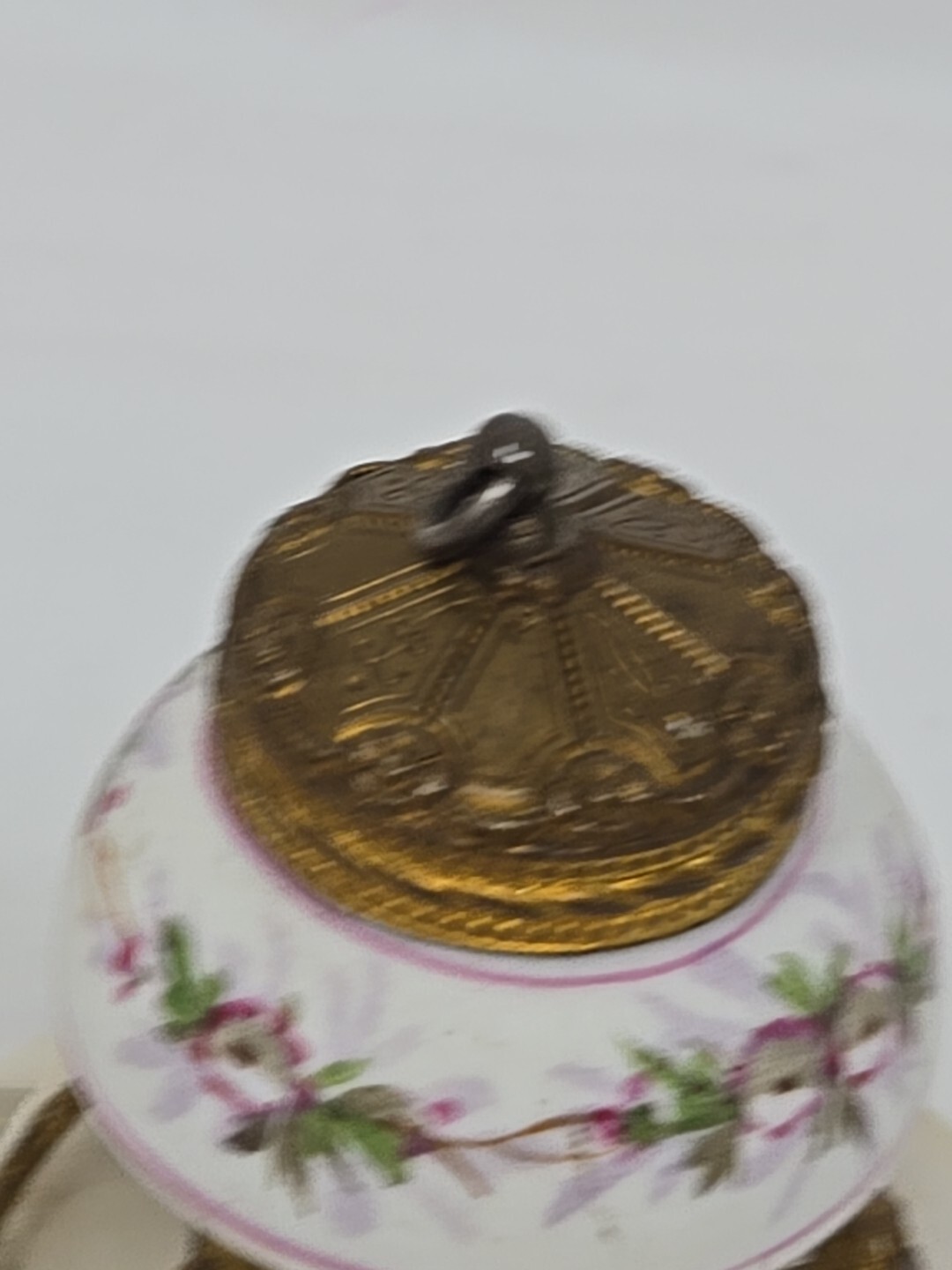 19th Century Marble, Porcelain & Brass French Made Inkwell