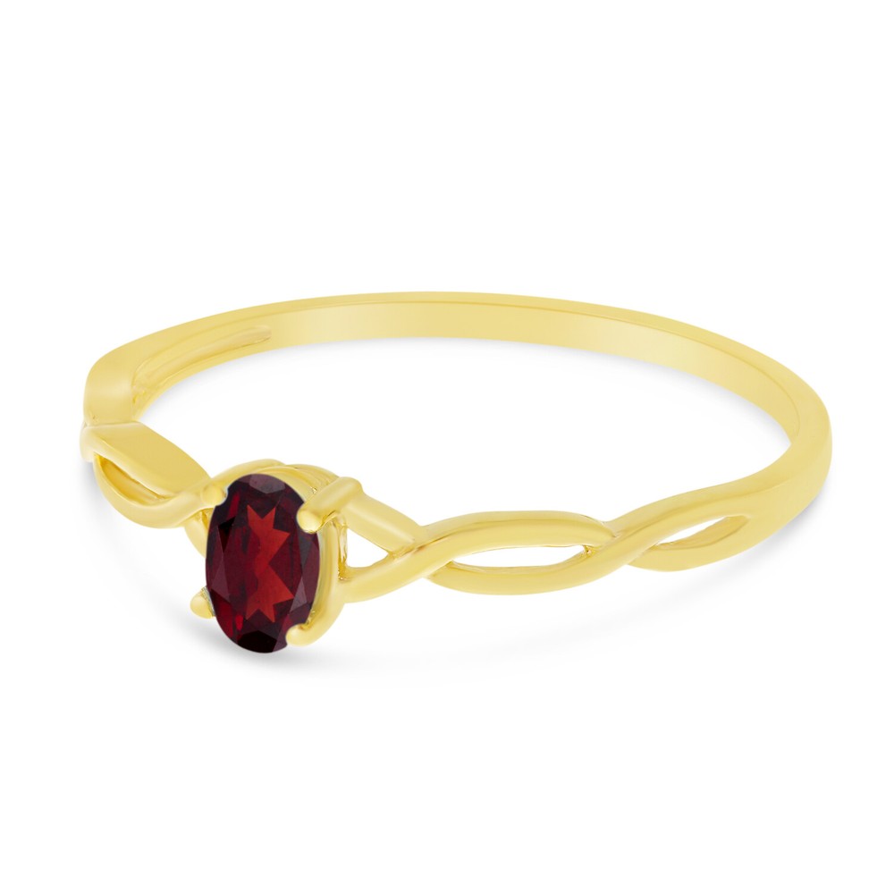 14k Yellow Gold Oval Garnet Ring