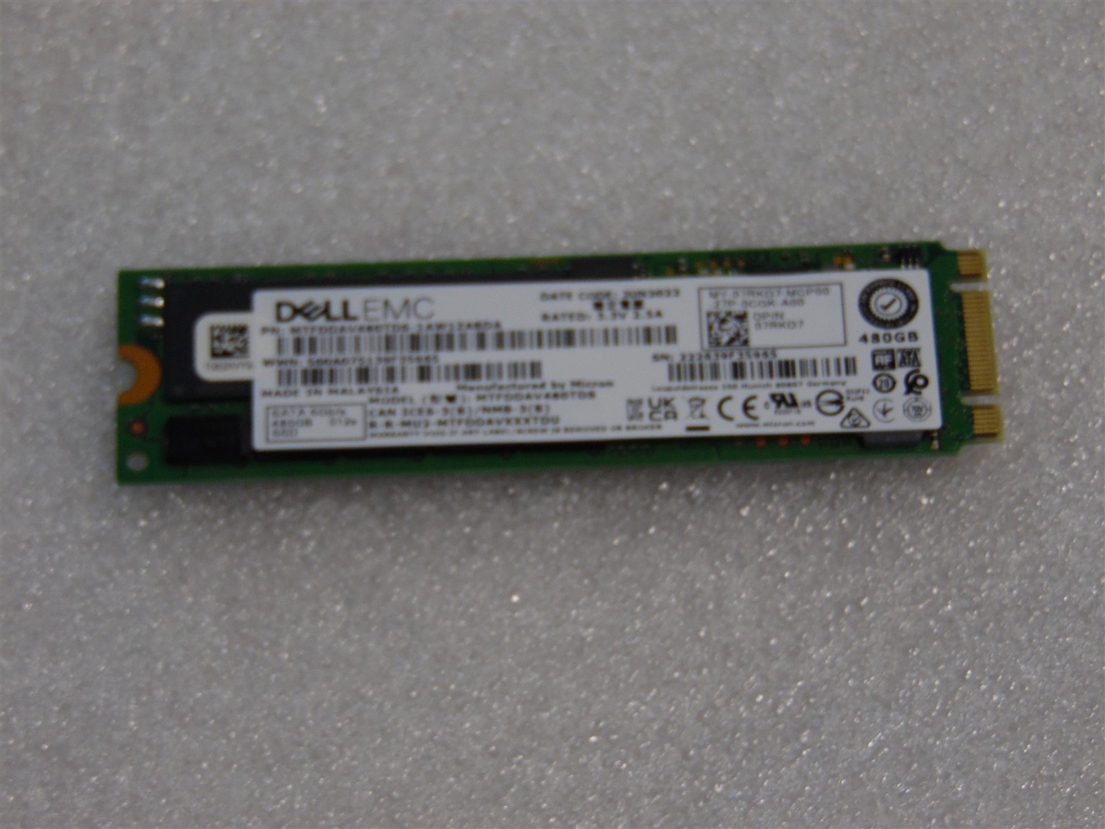 DELL M.2 480GB 6Gbps SATA RI MLC SSD SERVER POWEREDGE 7RKD7 5300 PRO