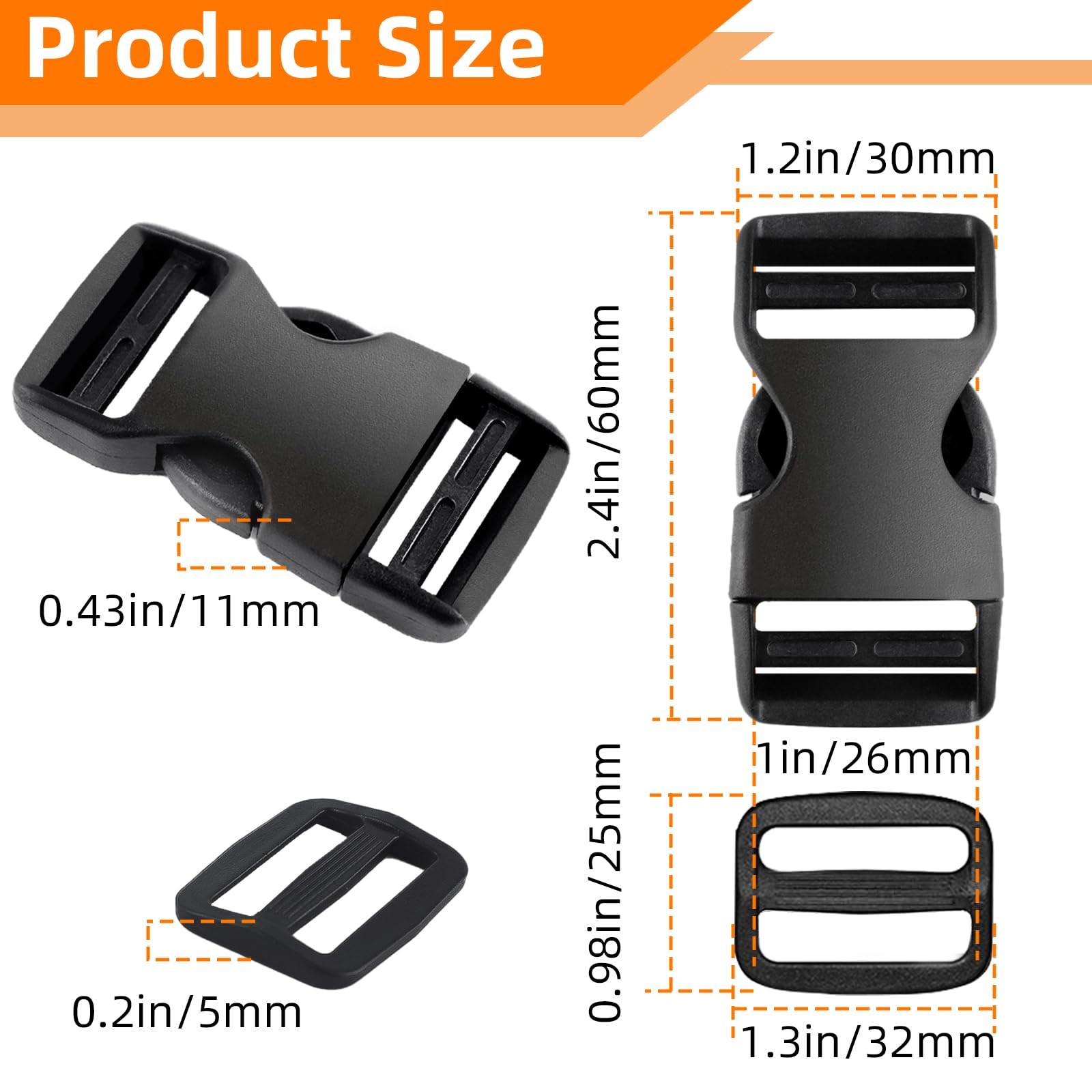 8 Set 1 inch buckles for straps Clip Quick Side Release Buckles,buckle straps wi