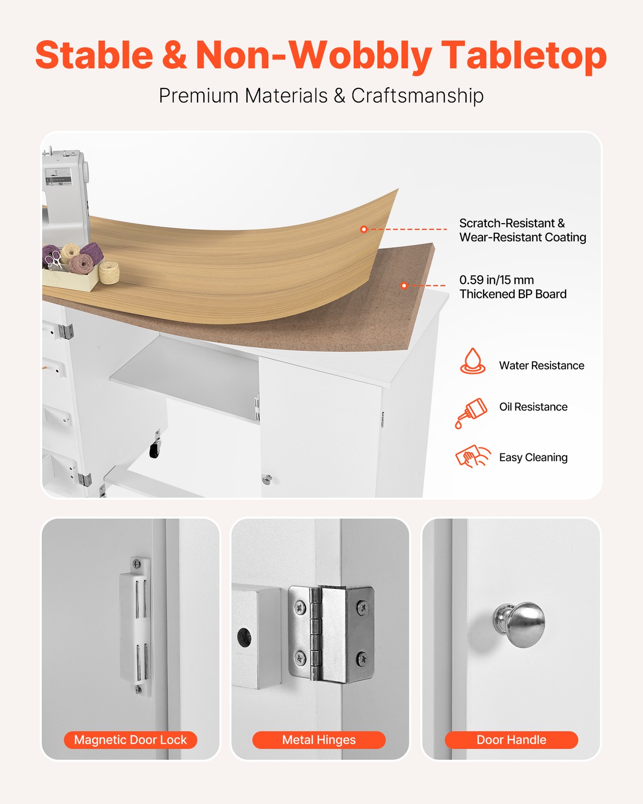 VEVOR Folding Sewing Table Multipurpose Sewing Machine Table Charging Station