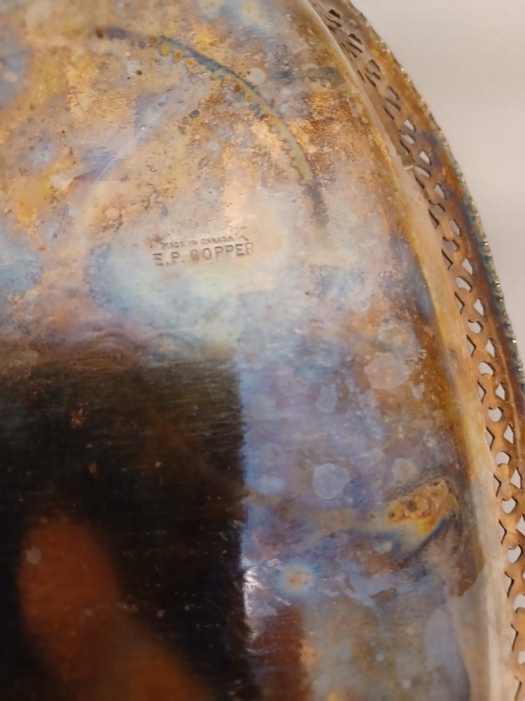 Farmhouse Chic Silverplate 12" Olval Serving Tray Unique Viking EP Copper Canada