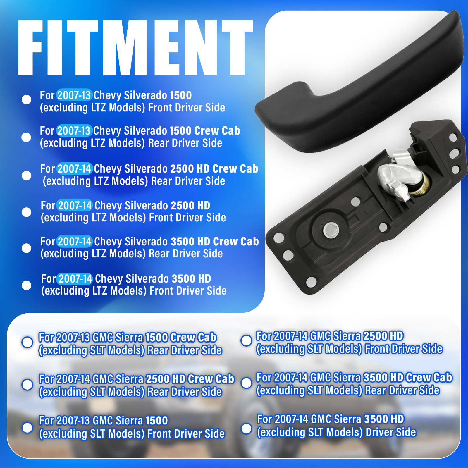 Interior Door Handle Inside Left Driver Side For Chevy Silverado Sierra 2007-13