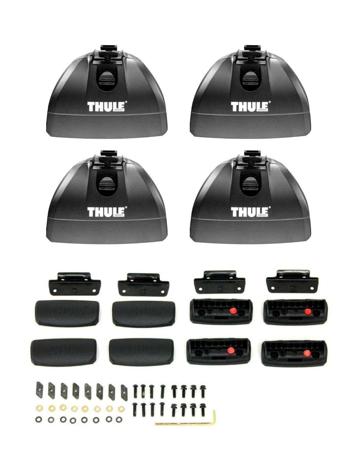 Set of 4 Thule Rapid Podium Towers + Fit Kit 3101 (for tracks) - NEW