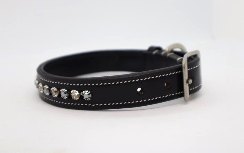 KL Select Impulsion Crystal Leather Dog Collar