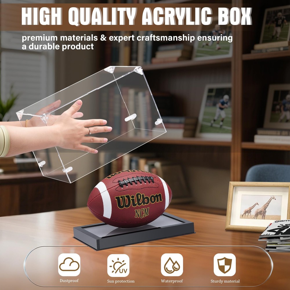 Acrylic Football Display Case with Adjustable LED
