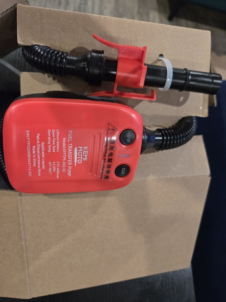 Rechargeable Automatic Fuel Transfer Pump, 3.2 GPM Flow, Auto-Stop Sensor