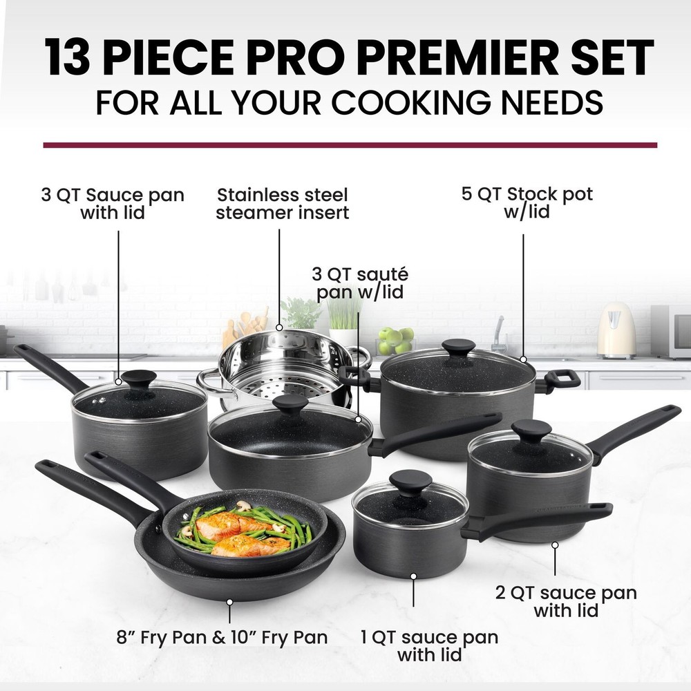 Granitestone Pro Premiere 13 Piece Nonstick Hard Anodized Cookware Set