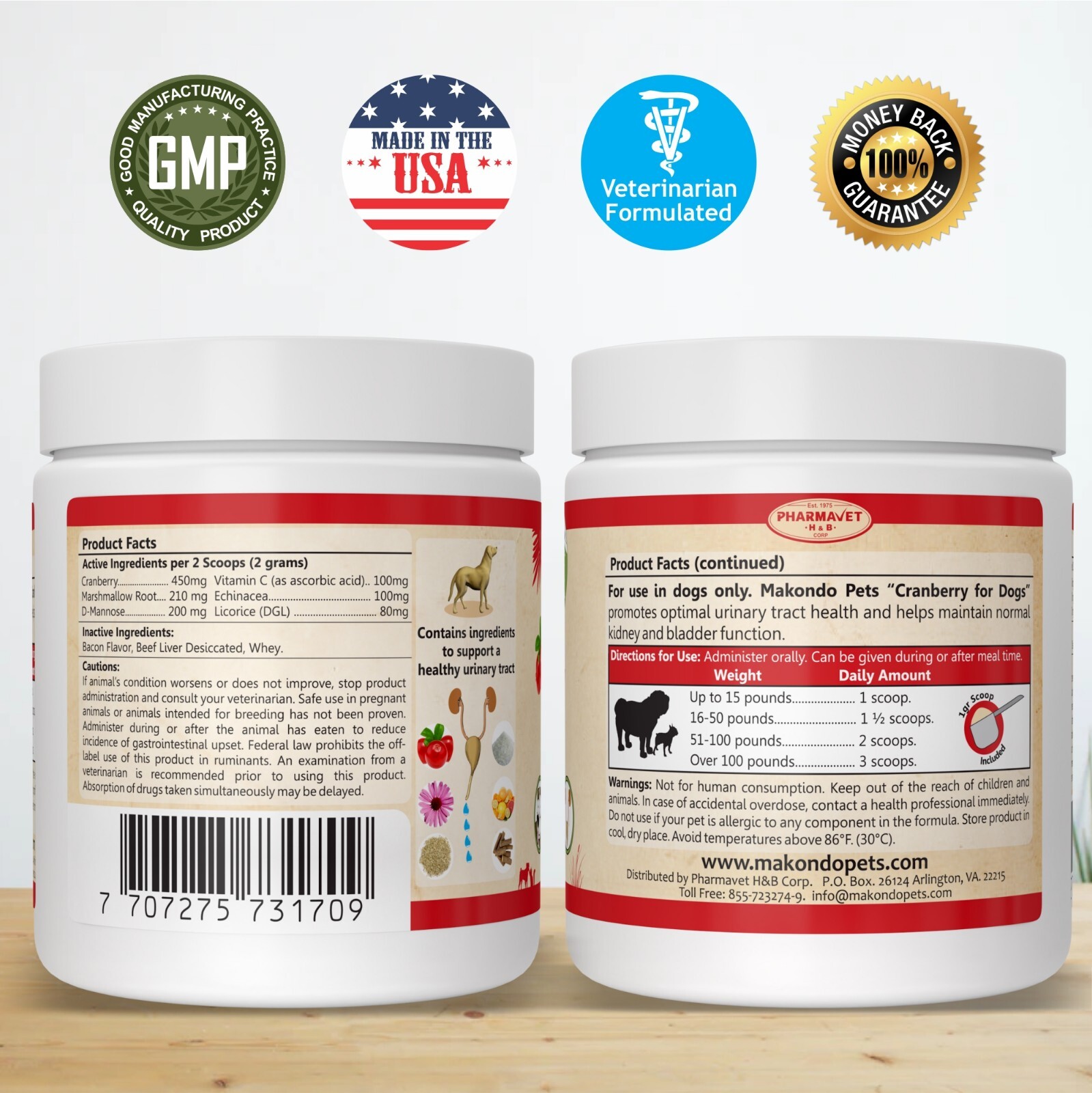 Cranberry for Dogs Powder Supplement – UTI Natural Remedy Urinary Tract Support