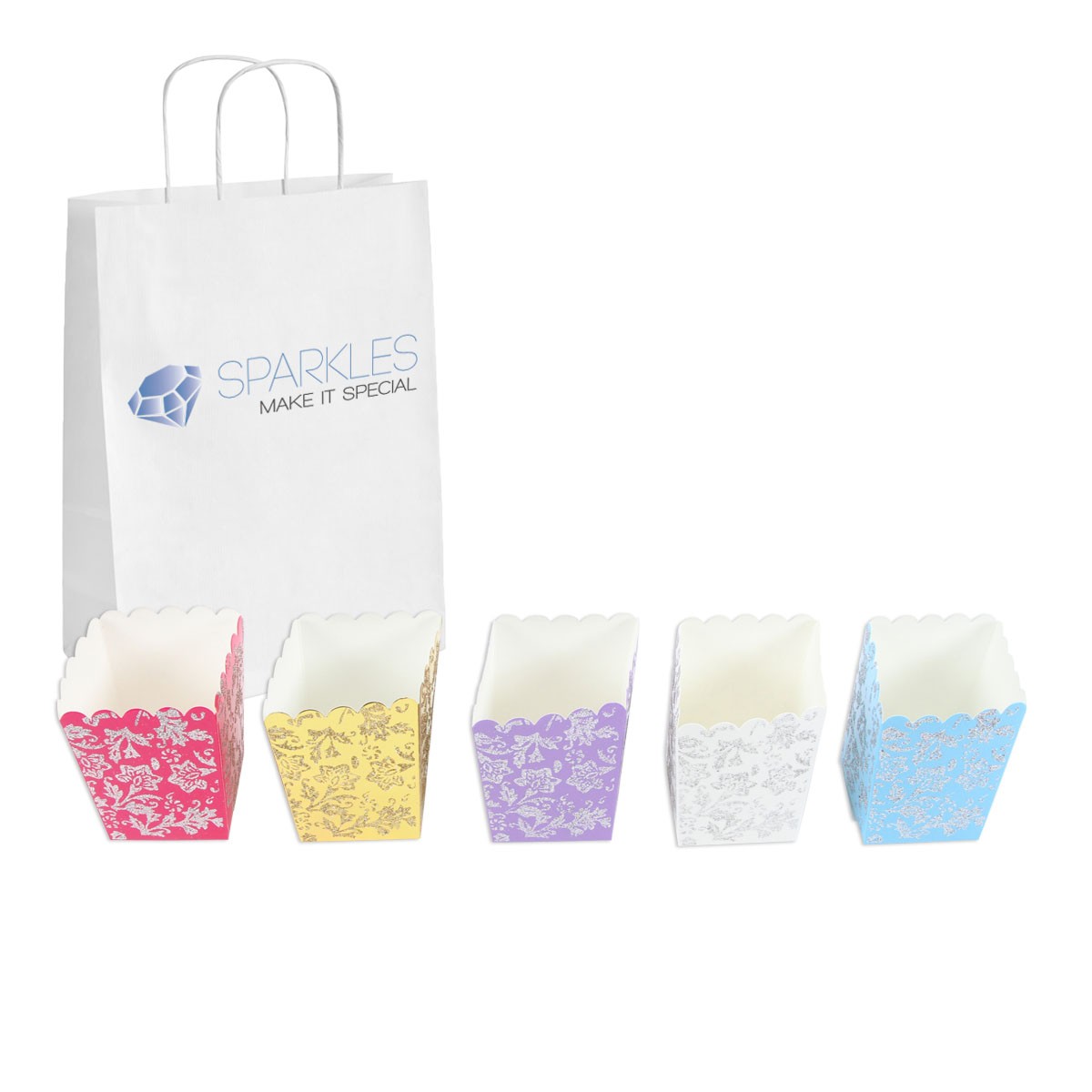 10 Pink Silver Popcorn Wedding Favor Gift Boxes Party Event Decor Candy Box