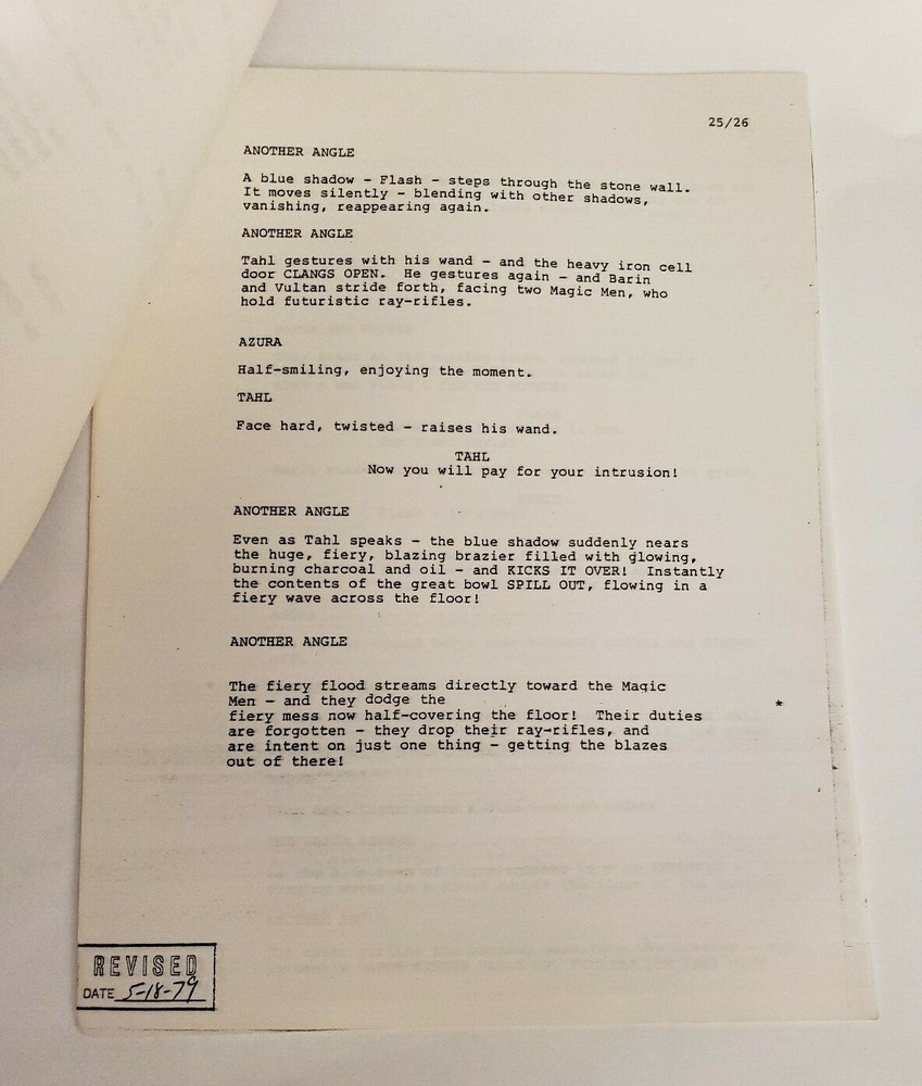 FLASH GORDON / Samuel A. Peeples 1979 TV Script, "Chapter Eleven: King Flash"