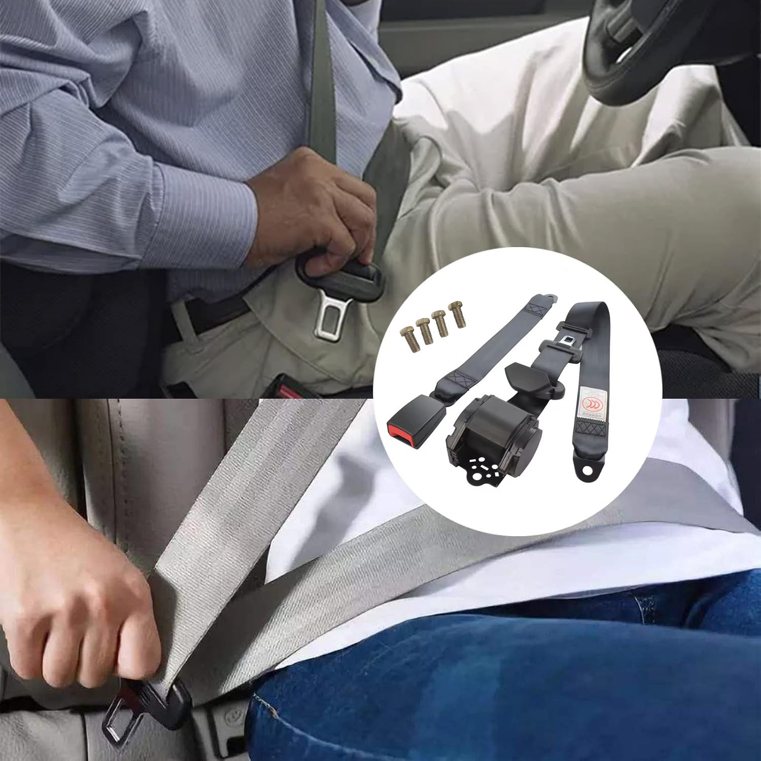 Universal 3 Point Seat Belts, Adjustable Car Retractable Seat Belt Lap Shoulder