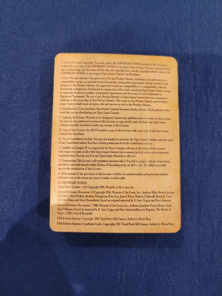 TPK D&D 5th Edition Options - Condition Cards