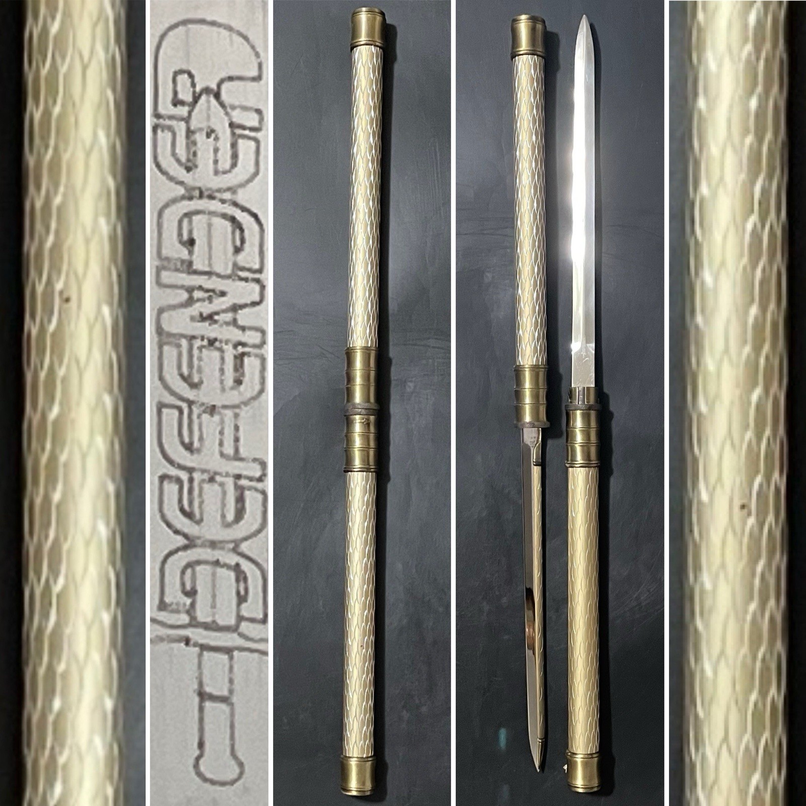 Defender 24.5" Fantasy Stainless Steel & Brass Dual Short Swords/Escrima Stick