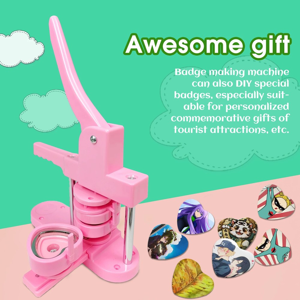Heart-Shaped Button Maker Machine, DIY Pin Button Maker Press Machine Kit