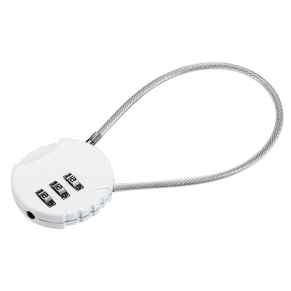 1Pc Small Combination Locks, 3 Digit Baggage Padlocks(White, 7.8-Inch)