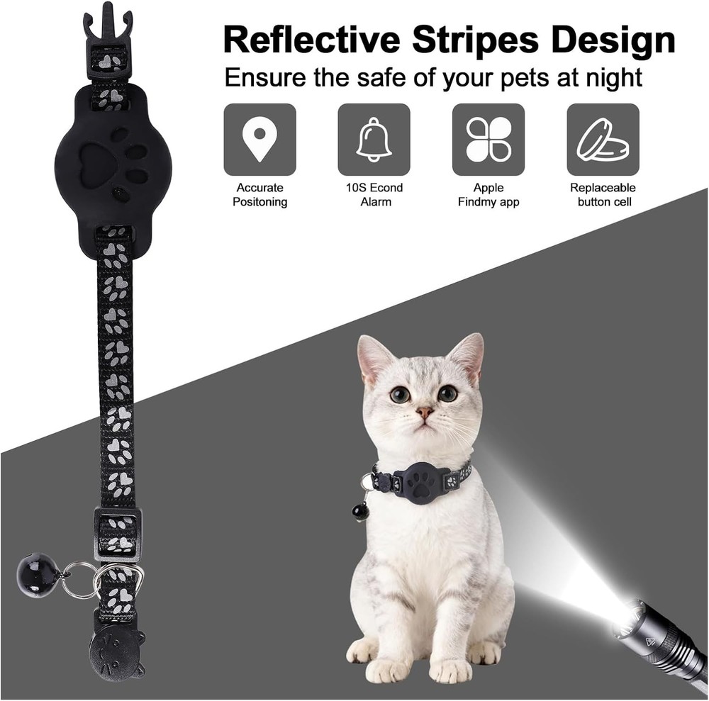 YeQIENGC GPS Cat Collar with Bluetooth Tracker Holder - Breakaway Adjustable (7.