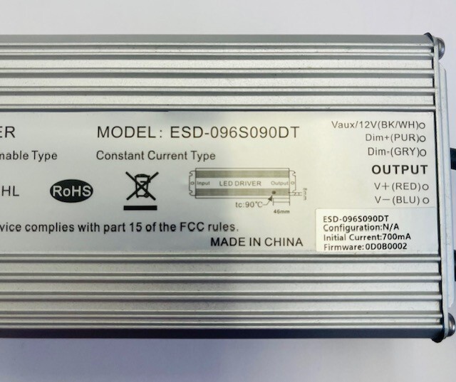 Inventronics 96W Programmable Outdoor High Efficiency LED Driver ESD-096S090DT