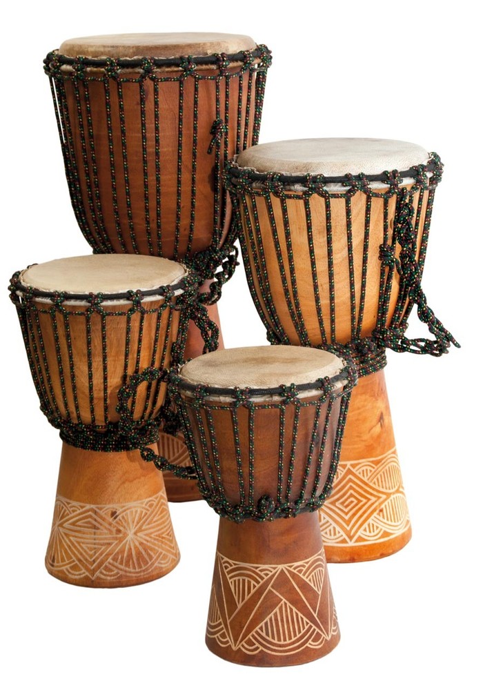 Djembe Beginner carved,10" tall, 5-6" head