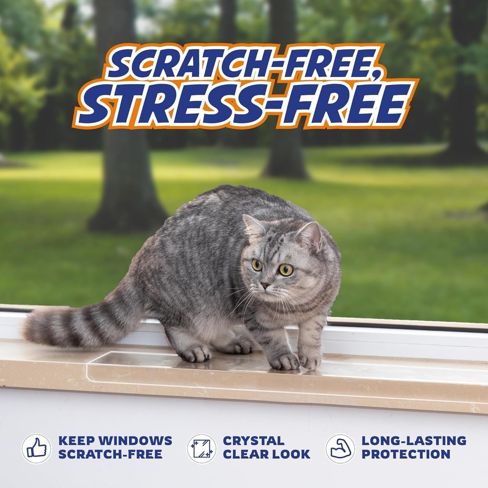 Anti-Scratch Window Sill Protector for Pets - 2 Panels, Clear & Easy To Install