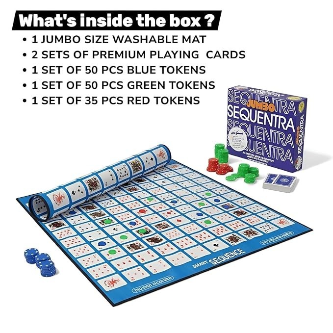 The Original Jumbo Sequence Board Game with Foldable Mat – Fun