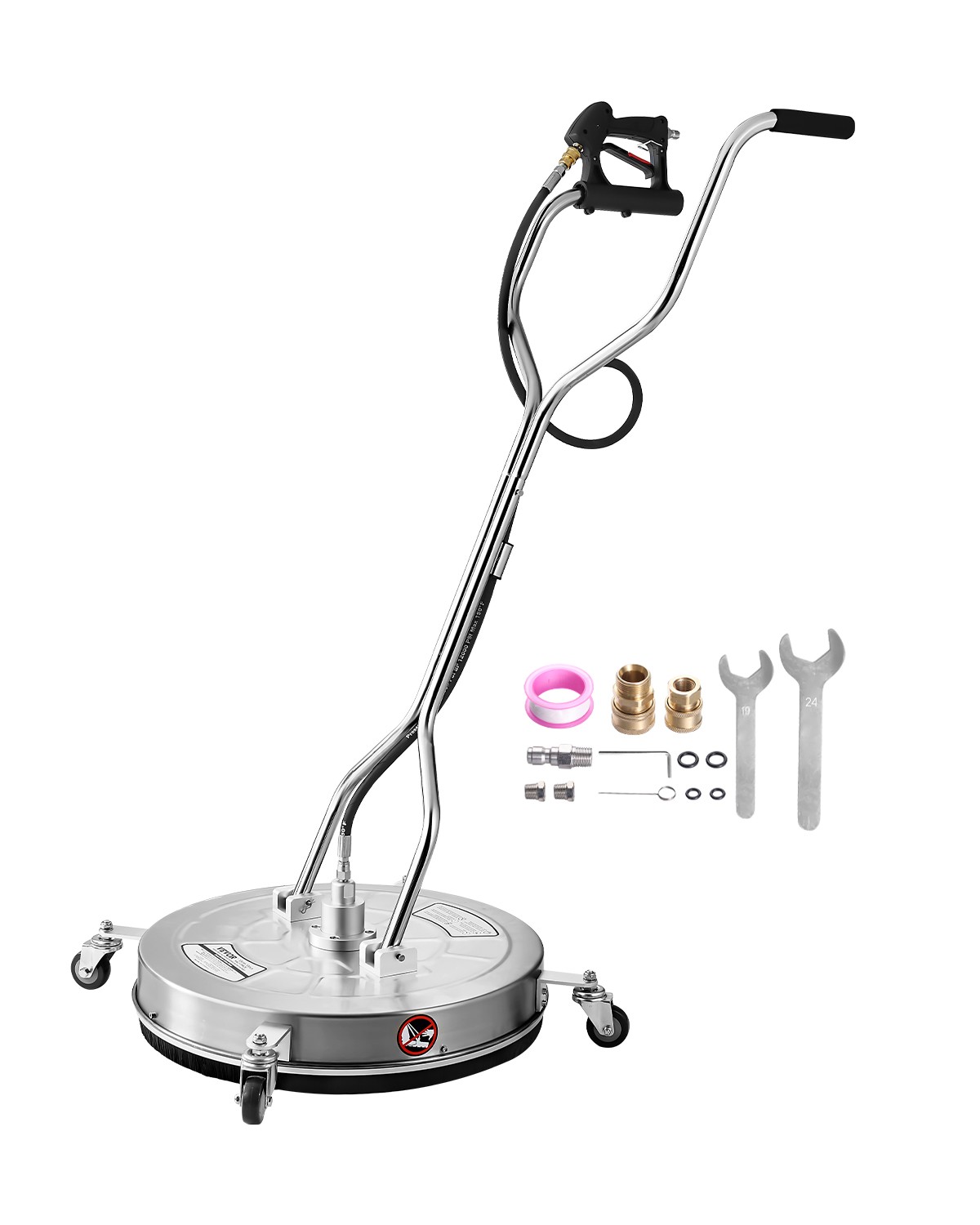 VEVOR 24" Pressure Washer Surface Cleaner 4000PSI Stainless Steel w/ Dual Handle