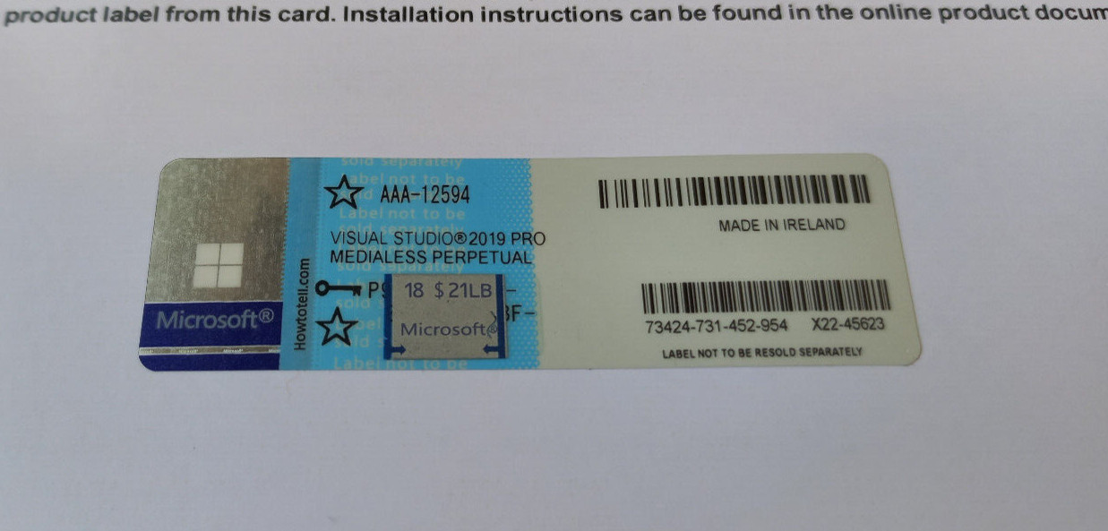 Microsoft Visual Studio 2019 Professional CoA AUTHENTIC License AAA-12594