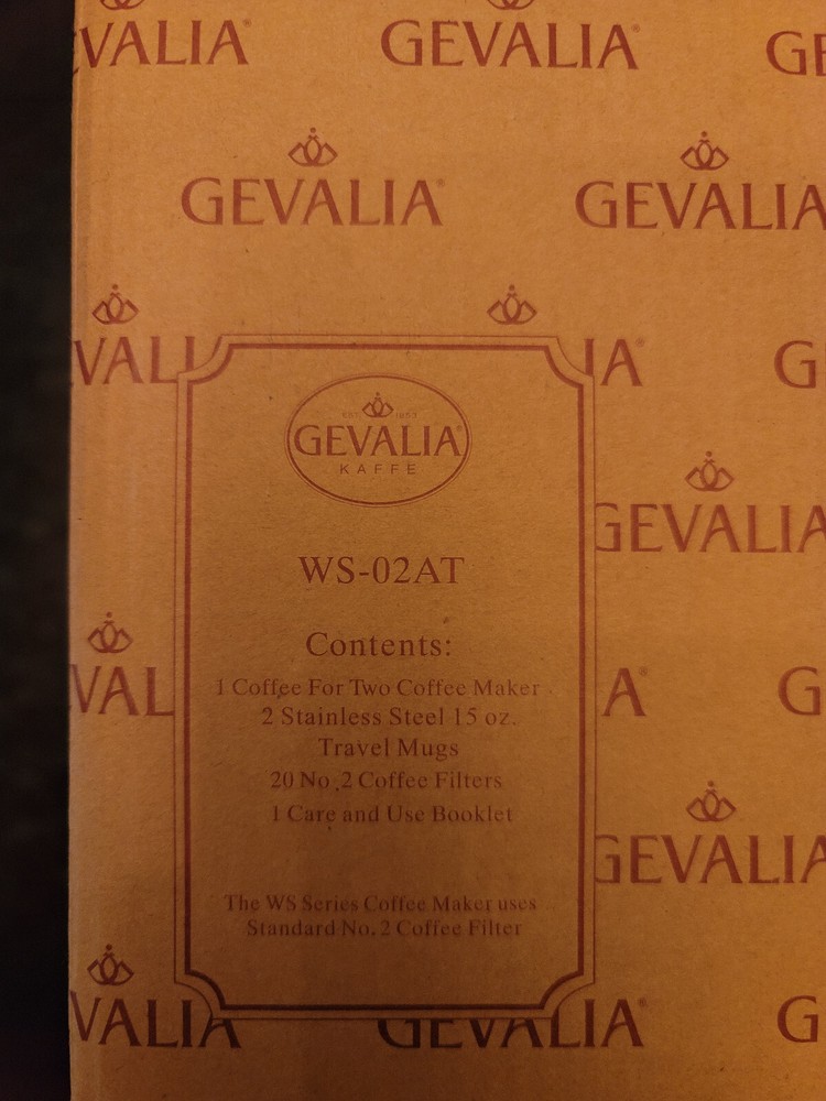 GEVALIA WS-02AT COFFEE FOR TWO PROGRAMMABLE COFFEEMAKER - NEW, OPEN BOX