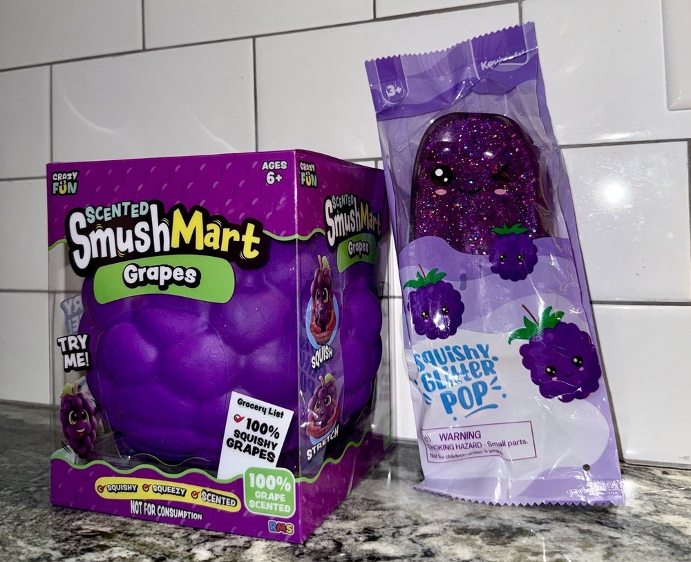 Grape Squishy Purple Bundle 🍇 Smushmart Scented Grape & Squishy Glitter Pop