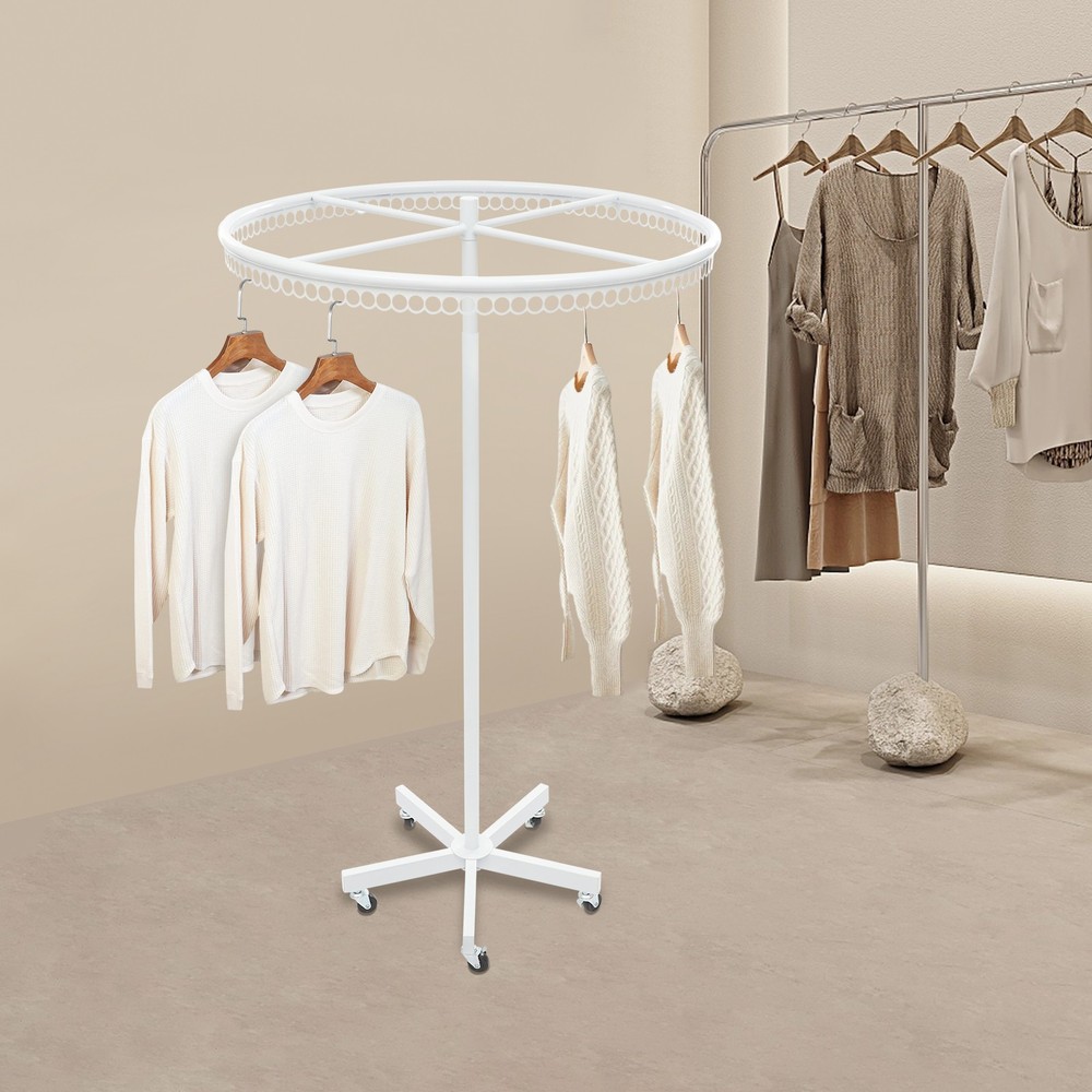 Rotatable Round Clothes Rack - Adjustable Height, Sturdy & Stylish Design