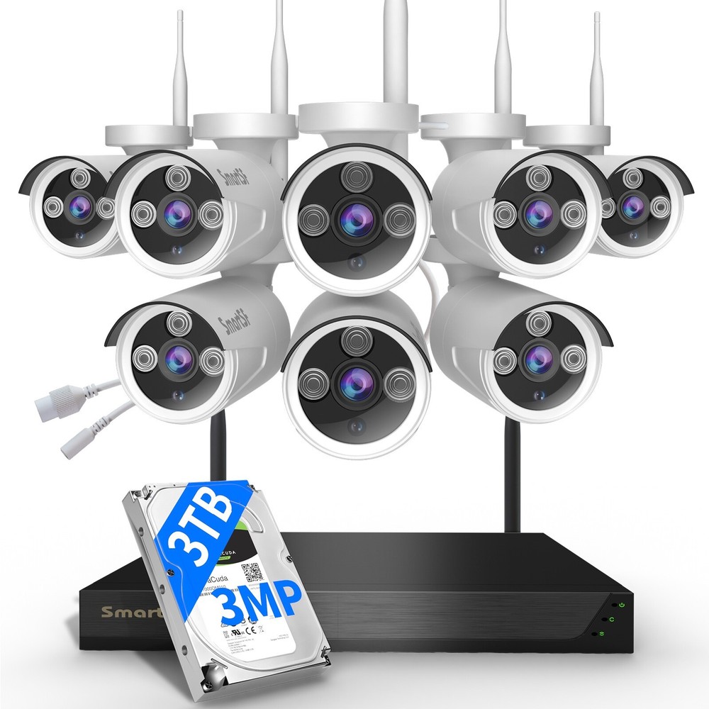 WIFI Wireless Security Camera System Audio 10CH NVR 5MP CCTV Kit 3TB HDD