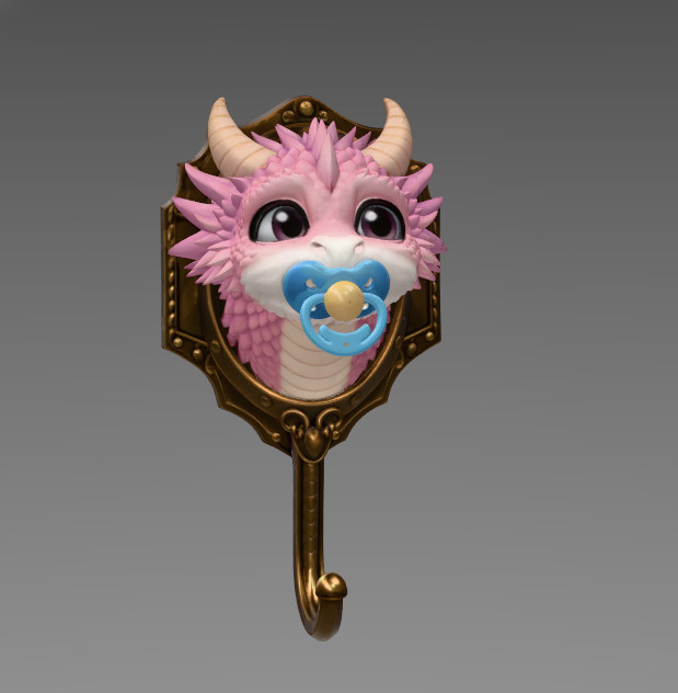 Baby Dragon Wall Hook STL File for 3D Printing