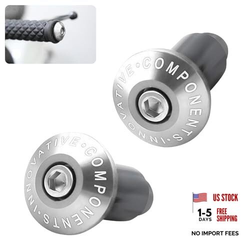 2 PCS 7/8" Motorcycle Handlebar End Caps, Universal Handle Bar End Silver