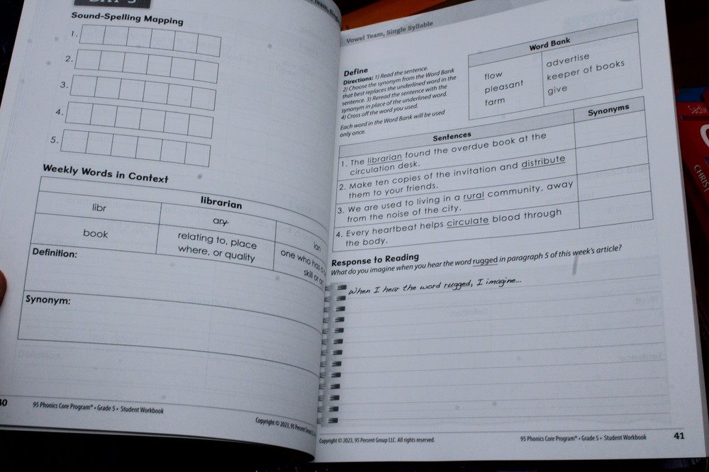 95 Phonics Core Program Word Study Grade 5 Student Workbook