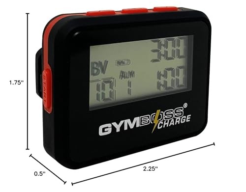 Gymboss Charge Interval Timer and Stopwatch & Watchstrap - Bundle Black / Red