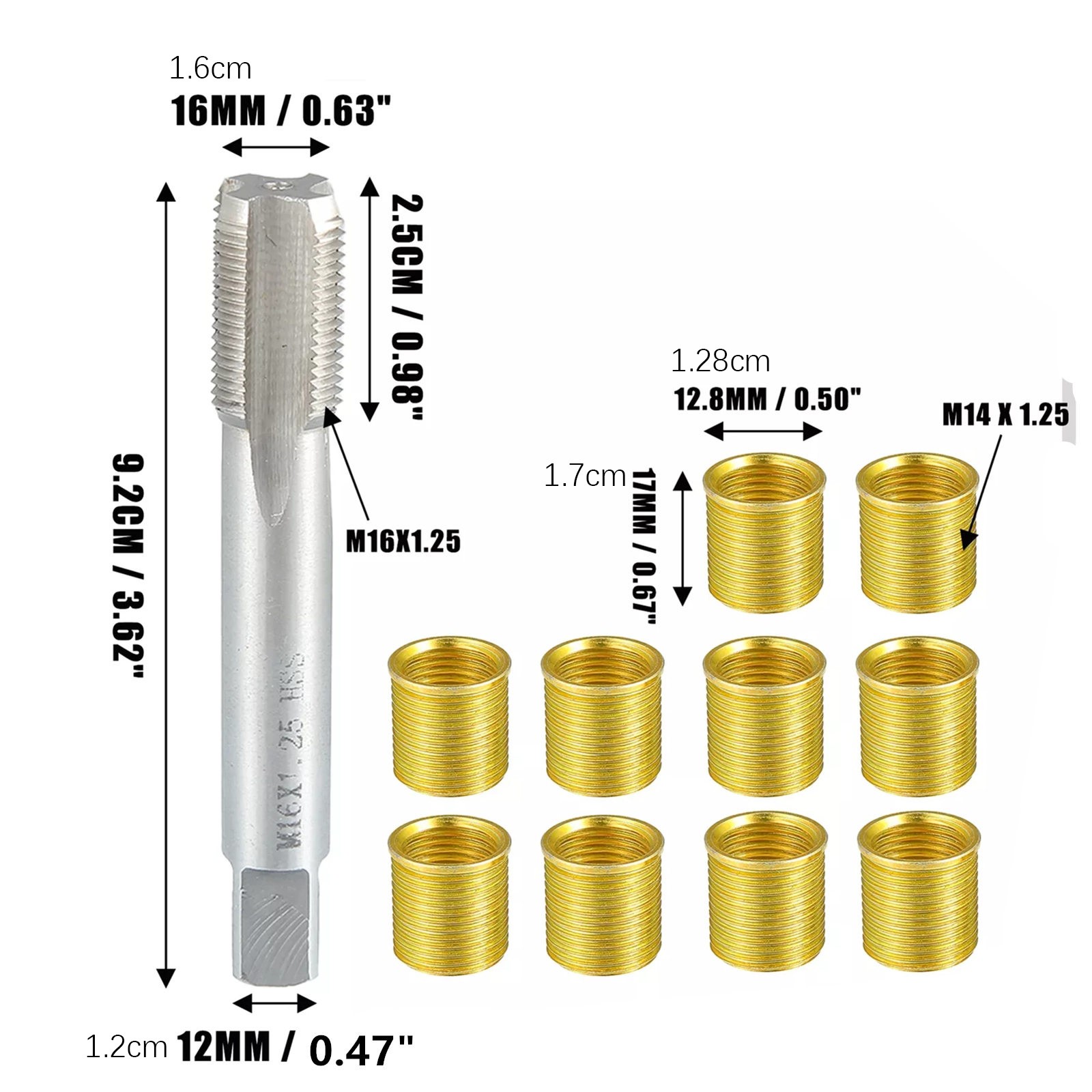 11PCS New Universal Spark Plug Thread Repair Tools Kit with M14x1.25 Inserts
