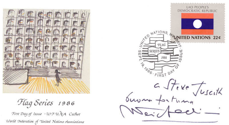 FEDERICO FELLINI - INSCRIBED FIRST DAY COVER SIGNED