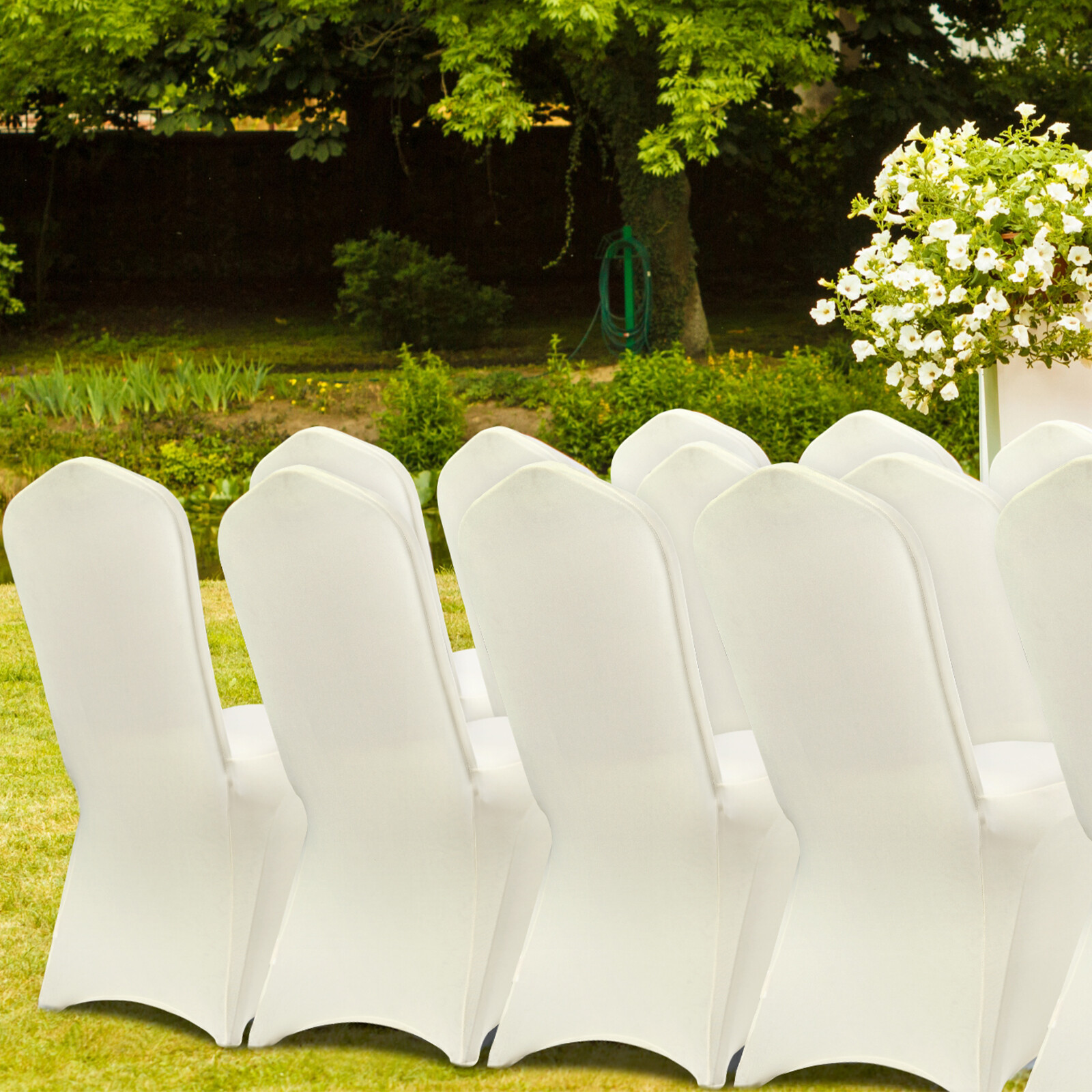 VEVOR 50PCS White Stretch Spandex Folding Chair Covers for Wedding Party Dining
