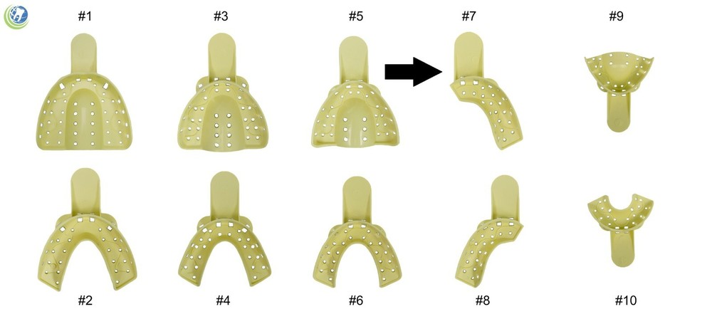DISPOSABLE PLASTIC AUTOCLAVABLE IMPRESSION TRAYS PARTIAL PERFORATED #7 12/BAG