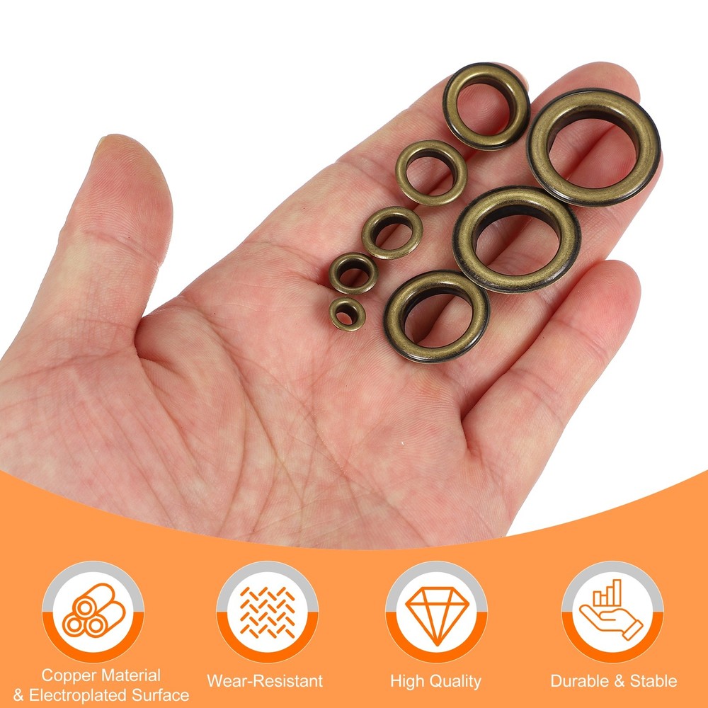 80Set Grommets Eyelets Kit 12mm Copper Eyelets with Setting Tool Bronze