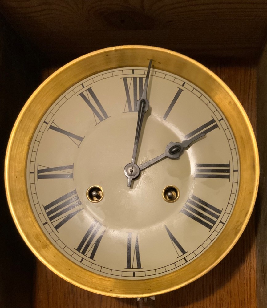 Antique German Junghans Wall Clock , Oak, 1900s